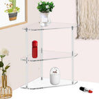 Yosoo Acrylic Corner Table, Small 3 Tier Triangular End Table, Transparent & Stable, Easy to Install, Suitable for Living Room, Bedroom, Study Arrangement