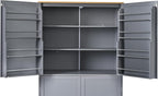 Kitchen Pantry Cabinet with Storage Drawers and 2 Adjustable Shelves, Freestanding Tall Cabinet with 8 Door Shelves, High Freestanding Kitchen Pantry, Gray