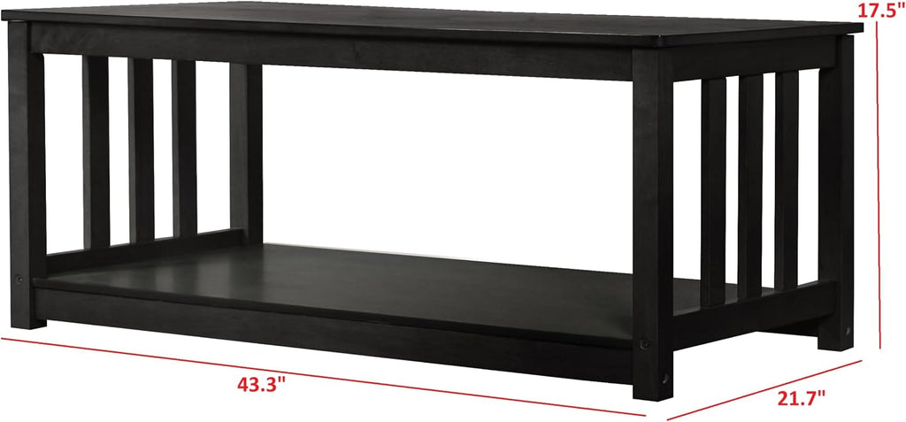 HOME DESIGN Ottawa 3 Piece Coffee Table Set with 2 End Tables and Lower Shelf Storage, Black