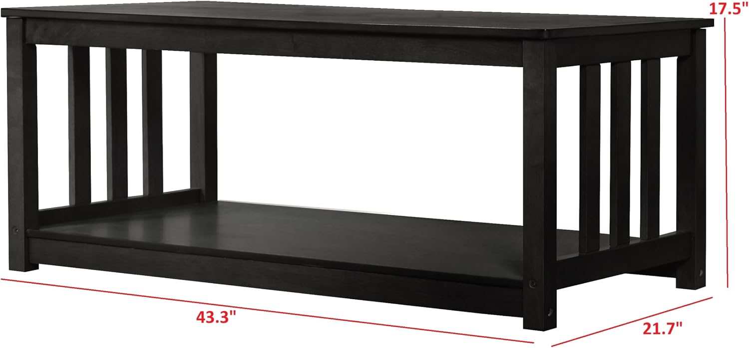 HOME DESIGN Ottawa 3 Piece Coffee Table Set with 2 End Tables and Lower Shelf Storage, Black