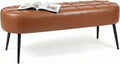 Entryway Bench, Modern PU Leather Upholstered End of Bed Bench Brown