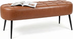 Entryway Bench, Modern PU Leather Upholstered End of Bed Bench Brown