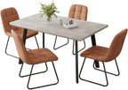 ZckyCine 46.5" Modern Grey Dining Table Set for Small Spaces, 5-Piece Set with Rectangular Table & 4 Padded Leather Chairs, Compact, Sturdy & Easy to Assemble (Table + 4 Brown Dining Chairs, 46.5")