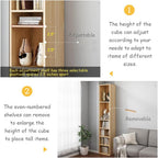 IOTXY Small Narrow Corner Bookcase - 71" Tall Gap Storage Cabinet, Oak