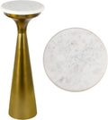 JONATHAN Y Oliver 8" Round Marble Pedestal Drink Table, Gold/White | 22.25" High Modern Martini Cocktail Accent Stand, Small Side Furniture, No Assembly, Mid-Century Glam Style