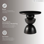 Signature Design by Ashley Kurtson Accent Table, Round Metal End Table with Contemporary Pedestal Base, Sculptural Geometric Decor for Living Room, Dark Bronze Finish, 23 Inch