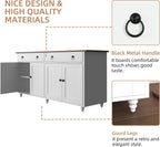 4 EVER WINNER Buffet Cabinet with Storage, 55'' Sideboard Buffet Cabinet with 2 Drawers, Coffee Bar Cabinet with 4 Doors, Kitchen Buffet Cabinet for Living Room, White