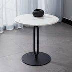 Marble White Side End Table, White Round Coffee Table Sofa Side Table Modern End Table Pedestal Table Simple Style for Living Room Balcony 18 inch