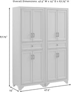 Maykoosh Pantry Cabinet Set, 2 Piece Storage Organizer, Distressed Gray, Metal Hardware