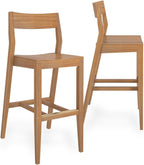 Plank+Beam Modern Bar Height Chairs, 44 Inch, Set of 2 Solid Wood Dining Chairs for Home Bar, Kitchen, Contemporary Seating for Dining Room, Pecan