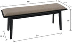 Kmax Entryway Bench, 46" Dining Bench with Wood Leg Rustic Upholstered Window Bench for Entrance Dining Room Living Room - Chenille Grey, Black Legs