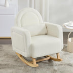 Accent Rocking Chair with Pillow, Ultimate Comfort for Your Home, Teddy Velvet, Cream White (Cream White + Teddy + Rubberwood-1)