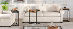 sthmec C Shaped End Table with Charging Station,45° Tiltable Adjustable Flip Top Side Table Set of 2,Small C Table Set 2 for Small Spaces,Slide Under Couch Sofa Bedside Table Living Room,Rustic Brown