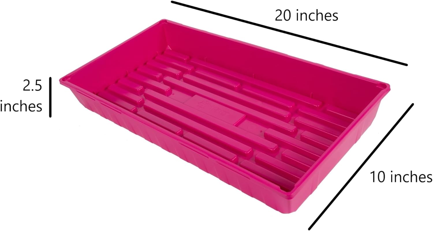 SUNPACK 10" x 20" Mega Plastic Seed Starting Tray, Magenta, 2.5" (Pack of 30) - No Drainage Holes, Ideal for Greenhouses or Indoor Gardening - Made of Thick, Strong Plastic