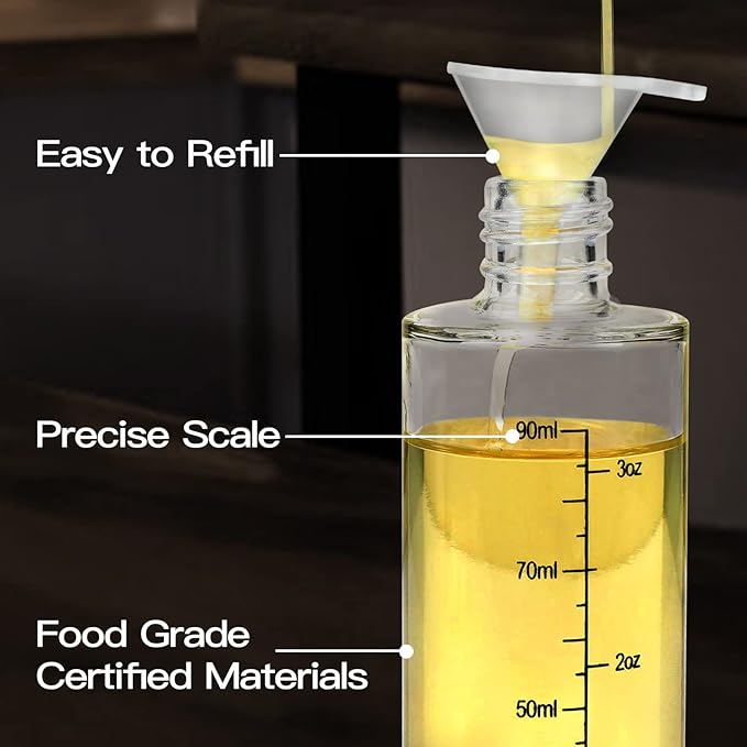 Oil Sprayer for Cooking, 2 Pack Upgraded Olive Oil Spray Bottle Mister Refillable with Scale Air Fryer Accessories for Kitchen, Salad, Baking, BBQ, Frying