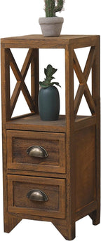 Vintage Bedside Table with Open Shelf and 2/3 Drawer Bedroom Nightstand Table Storage Cabinet Tall Hall Console Table Telephone End Table for Hallway Living Room