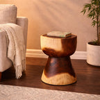 Deco 79 Wood Handmade Side End Accent Table Hourglass End Table with Natural Wood Grain, Side Table 14" x 14" x 18", Brown