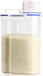 Rice Storage Container, 3 to 5Lbs Dry Food Airtight Container, Pet Dog Cat Food Canister, BPA Free Clear Plastic Kitchen and Pantry Organization Bin for Oatmeal, Grain, Cereal, Pasta, Flour