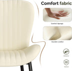 Upholstered Dining Chairs Set of 4 PU Leather Metal Legs Beige | Vertical channel tufting 19" seat height Ergonomic backrest Waterproof PU leather Sturdy metal frame