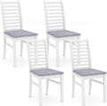 GOFLAME Wooden Dining Chairs Set of 4, Fabric Upholstered Kitchen Chairs with Rubber Wood Legs, Padded Seat & High Backrest, Armless Side Chairs for Dining Room, Living Room, Restaurant, White