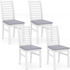 GOFLAME Wooden Dining Chairs Set of 4, Fabric Upholstered Kitchen Chairs with Rubber Wood Legs, Padded Seat & High Backrest, Armless Side Chairs for Dining Room, Living Room, Restaurant, White