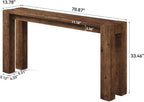 Solid Wood Console Table for Entryway, 70.9-Inch Extra Long Farmhouse Sofa Table Behind Couch, for Living Room, Foyer, Hallway, Entrance, Rustic Brown