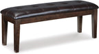 Signature Design by Ashley Haddigan 1-Piece Dining Bench, Faux Leather | Classic button tufted seat, Wood and engineered wood frame, 18.75 in seat height, 2-person capacity, Dark brown finish