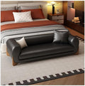 Modern Bed End Stool Leather Sofa Bench Bedroom Clothing Store Cloakroom Bedside Entryway(Black,Medium)
