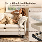 KYJ 69” Small Sofa, Cloud 3-Seat Love Seat, Small Couch for Living Room | 3 Layer Cushion, Washable Pillow, Deep Seat, Chenille Fabric, Raised Leg, Curved Armrest, In a Box for Small Spaces, Beige