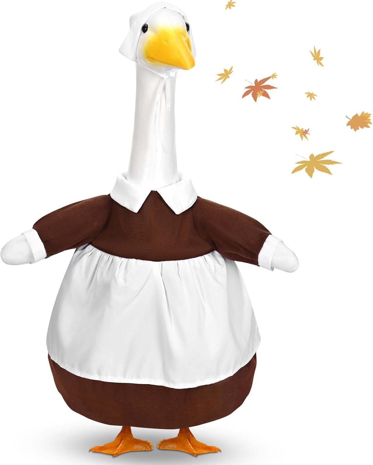 Pilgrim Porch Goose Outfits Fall Lawn Porch Goose Clothes, Fits 23" Cement Plastic Goose Statue for Autumn Thanksgiving Outdoor Garden Yard Patio Statue Art Decor