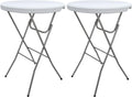 Lakhow 2 Pack Cocktail Table 28in Portable Folding Bar Height Table, White | Indoor Outdoor with Removable Legs, Tall Bistro Foldable Bar Height Table for Parties, Patio, Backyard, Dining, Wedding