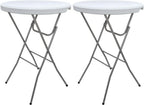 Lakhow 2 Pack Cocktail Table 28in Portable Folding Bar Height Table, White | Indoor Outdoor with Removable Legs, Tall Bistro Foldable Bar Height Table for Parties, Patio, Backyard, Dining, Wedding