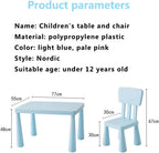 Soerreo Children's Tables and Chairs Kindergarten Baby Study Table and Chairs Plastic Game Table Removable (Chair Light Blue)