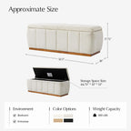 HULALA HOME Storage Bench with Solid Wood Base, Chenille End of Bed Bench for Bedroom, Living Room, Entryway, No Assembly, Beige