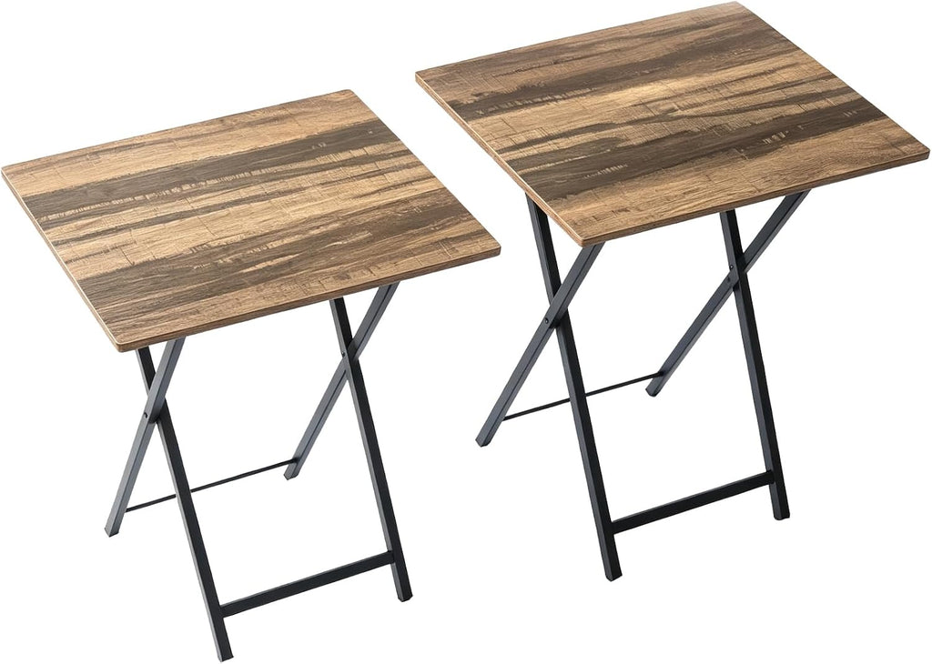 Folding TV Tray Table, Set of 2 Small Table, TV Dinner Table, Snack Tray Table Set, Portable Foldable Desk, Sofa Side Table, TV Tray Table for Couch, Living Room, Small Space