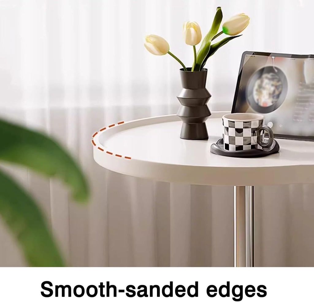Bedside Table; Glass Coffee Table/Side Table with Stainless Steel Base—Suitable for Living Room or Balcony