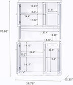 71'' Tall Kitchen Pantry Storage Cabinet with Storage, Kitchen Hutch Cabinets with Microwave Countertop, Kitchen Cupboard with Adjustable Shelves, Doors and Drawer (White A)