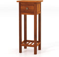 SlickBlue 2-Tier Slim Bedside Table with Drawer and Shelf for Living Room Bedroom
