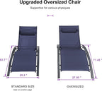 PURPLE LEAF Oversized Pool Chaise Lounge Patio Chair with Table, Navy Blue