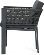 Outdoor Dining Chair Set of 2,White Aluminum Frame with Beige Cushion, 300lbs Capacity, All-Weather Patio Seating for Backyard, Deck & Garden (Grey Frame + Grey Cushion)