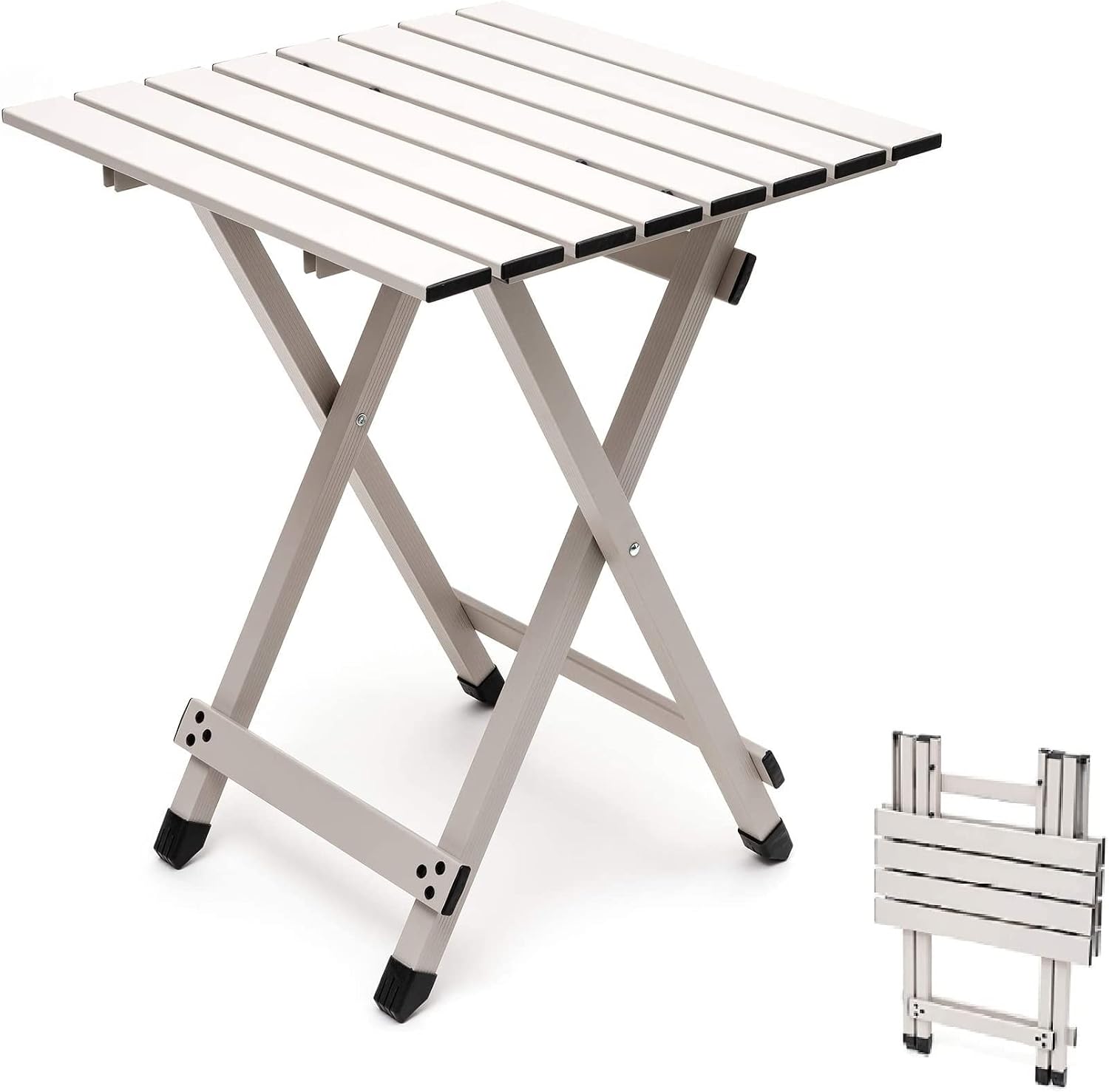 SUNNYFEEL Folding Camping Table - Lightweight Aluminum Portable Picnic Table for Cooking, Beach, Hiking, Travel, Fishing, BBQ, Indoor Outdoor Small Foldable Camp Tables