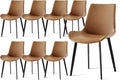 PU Leather Dining Chairs Set of 8, Modern Upholstered Dinner Chairs with Sturdy Metal Legs and Comfort Backrest for Home Kitchen, Living Room, Accent Side Chairs (Rustic Brown)