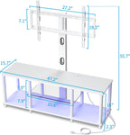 TV Stand with Mount and Led Light，White TV Stand with Power Outlets for 32/40/43/50/55/60/65/70 Inch TV,Entertainment Center with Open Storage Shelf for Bedroom/Living Room/Office