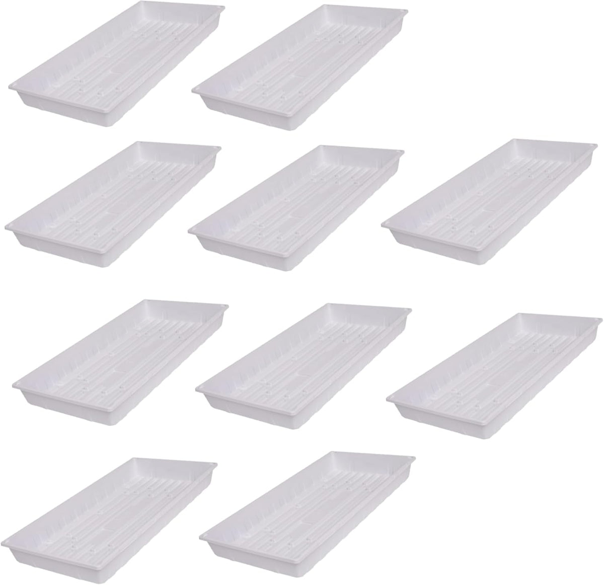 SUNPACK 10" x 20" Plastic Seed Starting Tray, White, 2.5" (Pack of 10) - No Drainage Holes, Perfect for Greenhouses or Indoor Gardening - Ideal for Seedlings and Cuttings