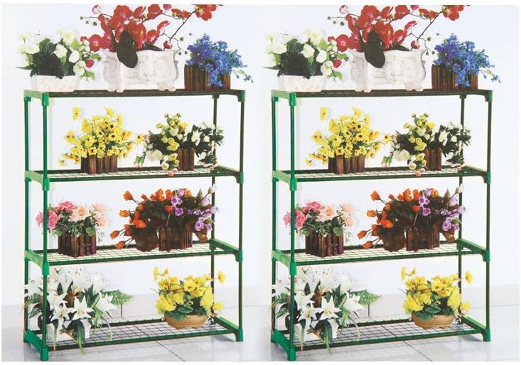 Panana 4 Tier Garden Greenhouse Steel Staging Shelving Plant Stand Garden Shelving Unit Garage Storage Racking, 2 Pack Plant Racks