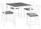 LUMISOL 5-Piece Counter Height Dining Set, Wooden Square Table with 4 Chairs, Space-Saving 4-Person Dining Table Set for Small Kitchen Dining Room, Grey + White