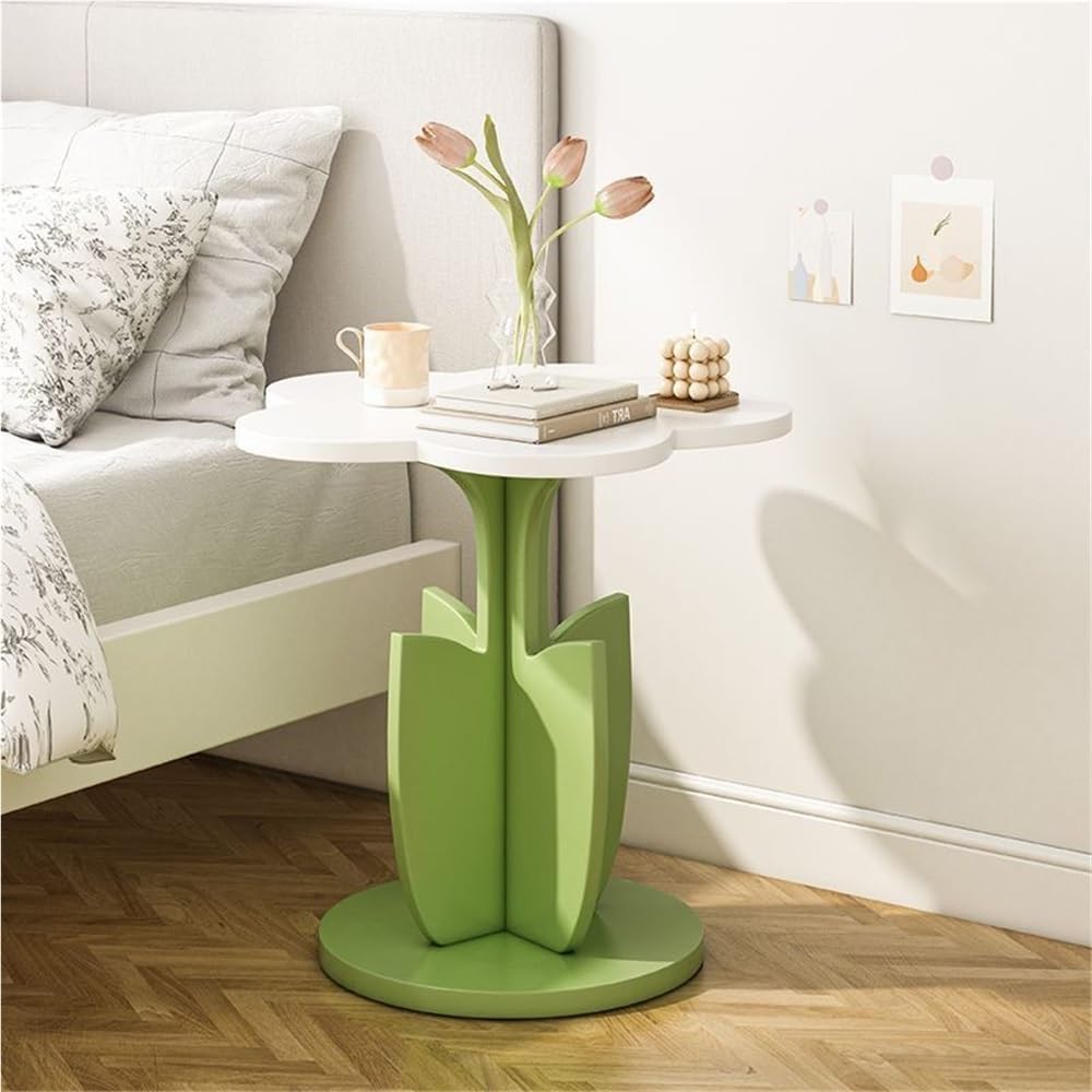 Flower Shape Side Table, Modern Bedside Table, Multifunctional Coffee Table, Cute Storage Table Suitable for Small Indoor Space(Pink)