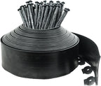 Hugeleaf Landscape Edging Border 60 Feet with 72pcs Spikes, 4inches Flexible Plastic Garden Edging for Landscaping, Lawn, Flower Bed, Yard（Black）
