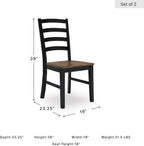 Signature Design by Ashley Wildenauer Dining Chairs Set of 2, Modern Ladderback Dining Chairs with Solid Wood Frame, Two-Tone Finish, Contoured Seat, Black/Brown | Solid wood frame, Mango veneer and MDF substrate seat, Modern ladderback, 250 lb capacity