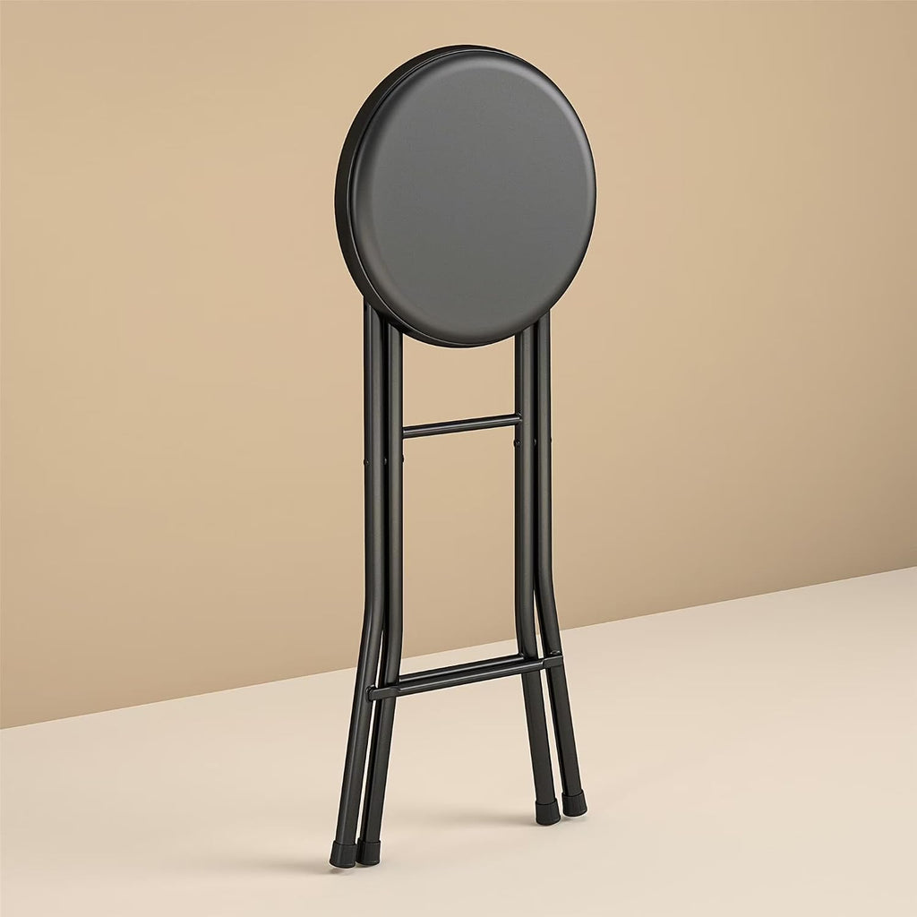 Vinyl Padded Folding Stool, 24 Inch, Black